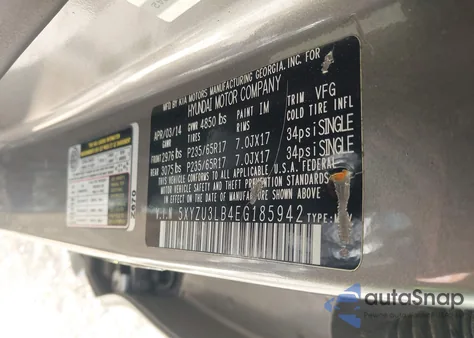 2014 Hyundai Santa Fe Sport 2.4L из США, поврежденный, VIN 5XYZU3LB4EG185942